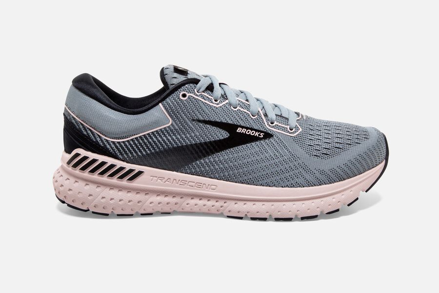 Brooks Israel Transcend 7 Road Running Shoes Womens - Grey/Black/Pink - DRH-291876